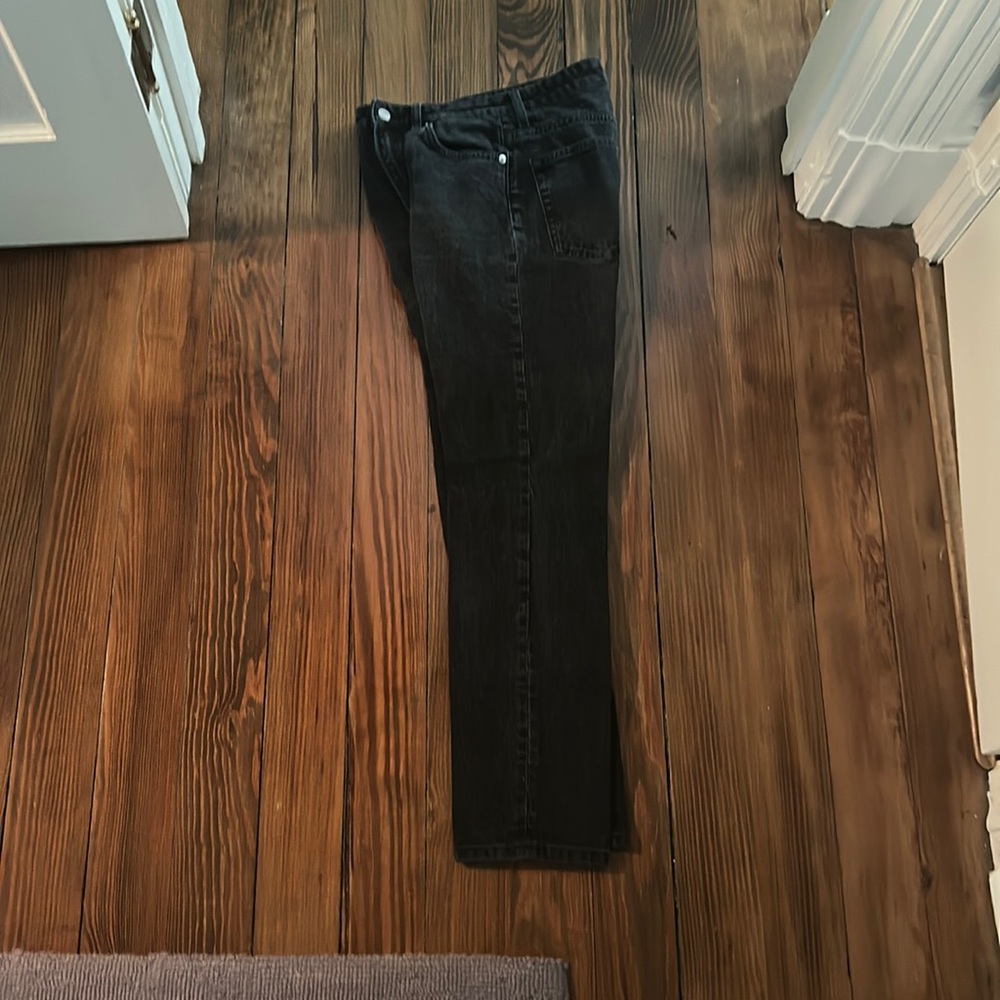 &denim vintage straight washed black jeans